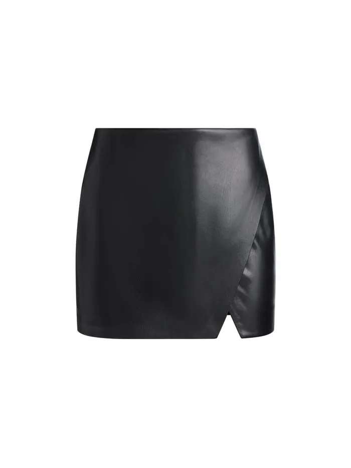 Skirts Women Alice Olivia SIOBHAN VEGAN WRAP MINI SKIRT Black