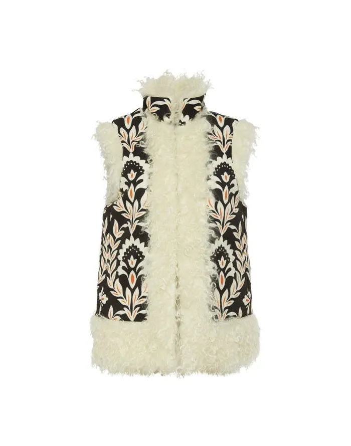 Sleeveless Folk Jacket Ghirlanda Black Women La Double J Outerwear Sleeveless Folk Jacket Ghirlanda Black Women La Double J Outerwear