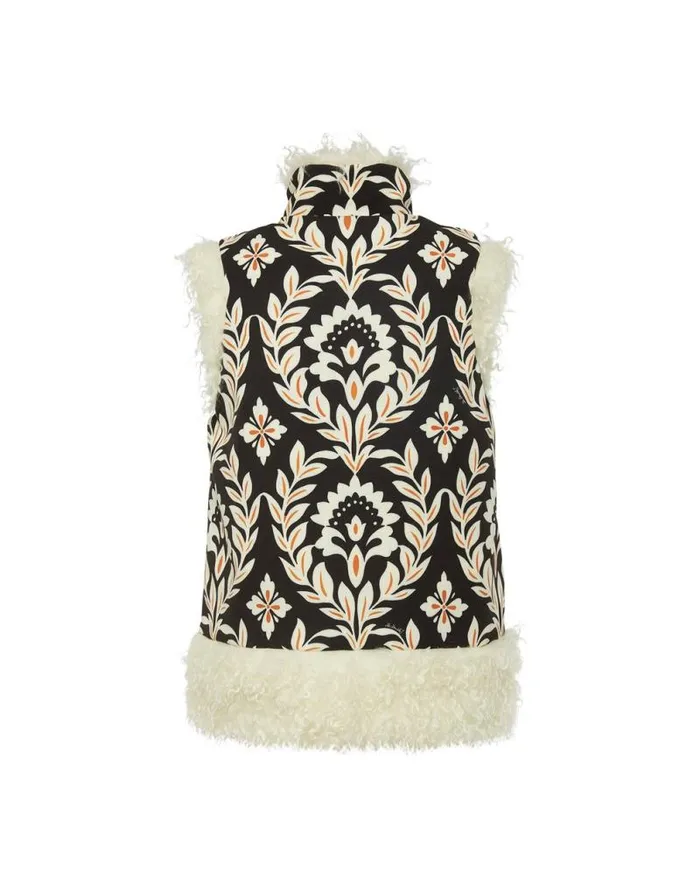 Sleeveless Folk Jacket Ghirlanda Black Women La Double J Outerwear Sleeveless Folk Jacket Ghirlanda Black Women La Double J Outerwear