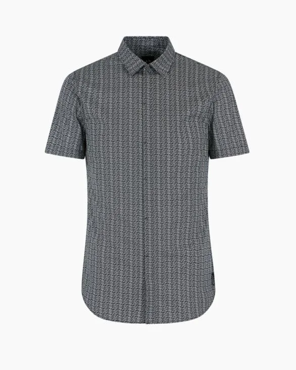 Slim Fit Short Sleeve Shirt Black Men Armani Shirts
