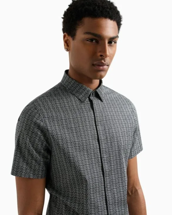 Slim Fit Short Sleeve Shirt Black Men Armani Shirts Slim Fit Short Sleeve Shirt Black Men Armani Shirts