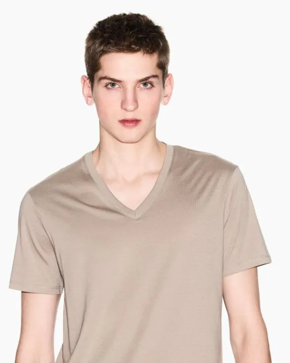 Slim Fit Tshirt In Pima Cotton Jersey Beige Men Armani Pima TShirts Slim Fit Tshirt In Pima Cotton Jersey Beige Men Armani Pima TShirts