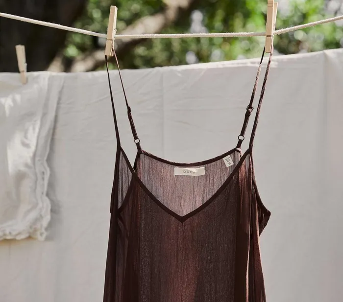 Slips Women DEN Long Deep VNeck Slip Umber Slips Women DEN Long Deep VNeck Slip Umber
