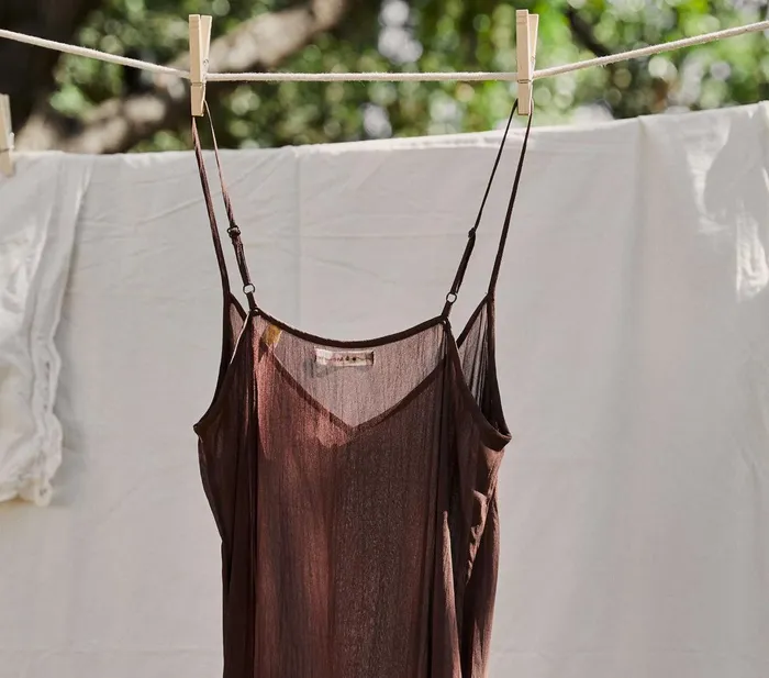 Slips Women DEN Long Deep VNeck Slip Umber Slips Women DEN Long Deep VNeck Slip Umber