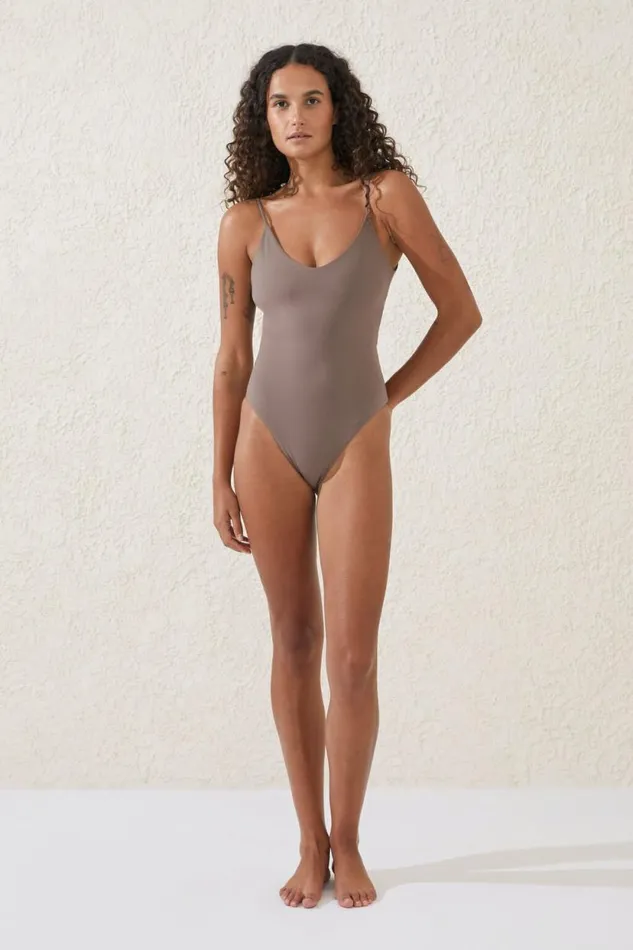 Smoothing Thin Strap Cheeky One Piece Raw Umber Women Cotton On One Piece Swimsuits Smoothing Thin Strap Cheeky One Piece Raw Umber Women Cotton On One Piece Swimsuits