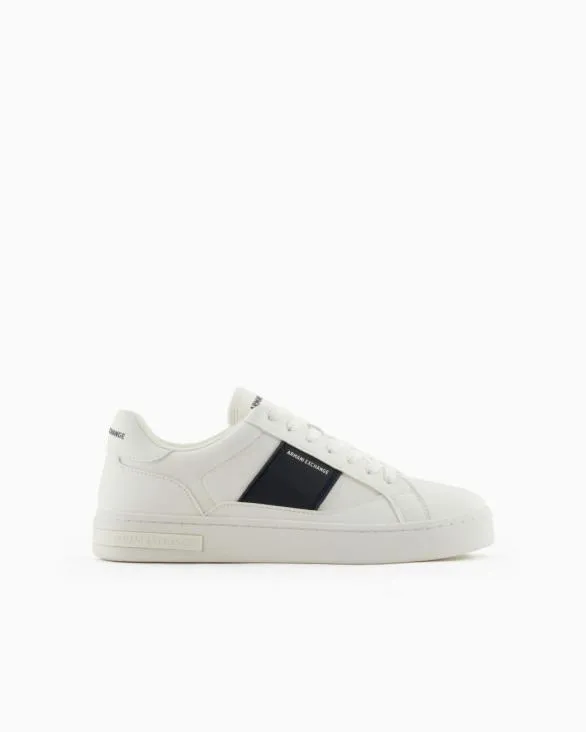 Sneakers With Contrasting Side Band White Men Armani Sneakers