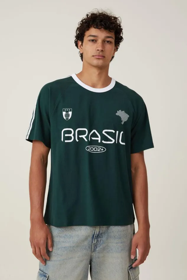 Soccer TShirt Pineneedle Greenwhitebrazil Men Cotton On Tees and Tanks