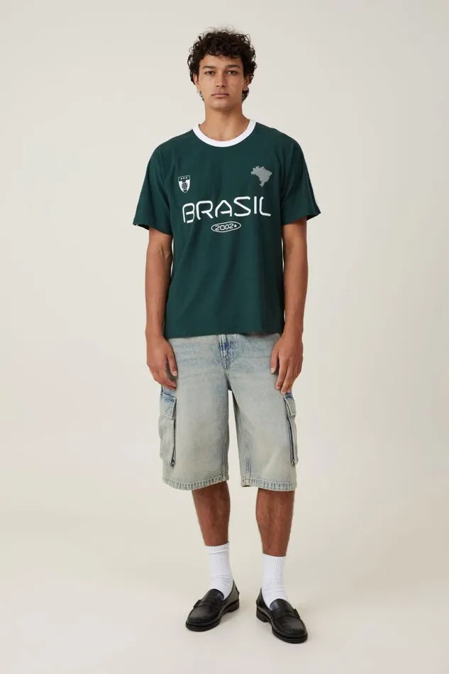 Soccer TShirt Pineneedle Greenwhitebrazil Men Cotton On Tees and Tanks Soccer TShirt Pineneedle Greenwhitebrazil Men Cotton On Tees and Tanks