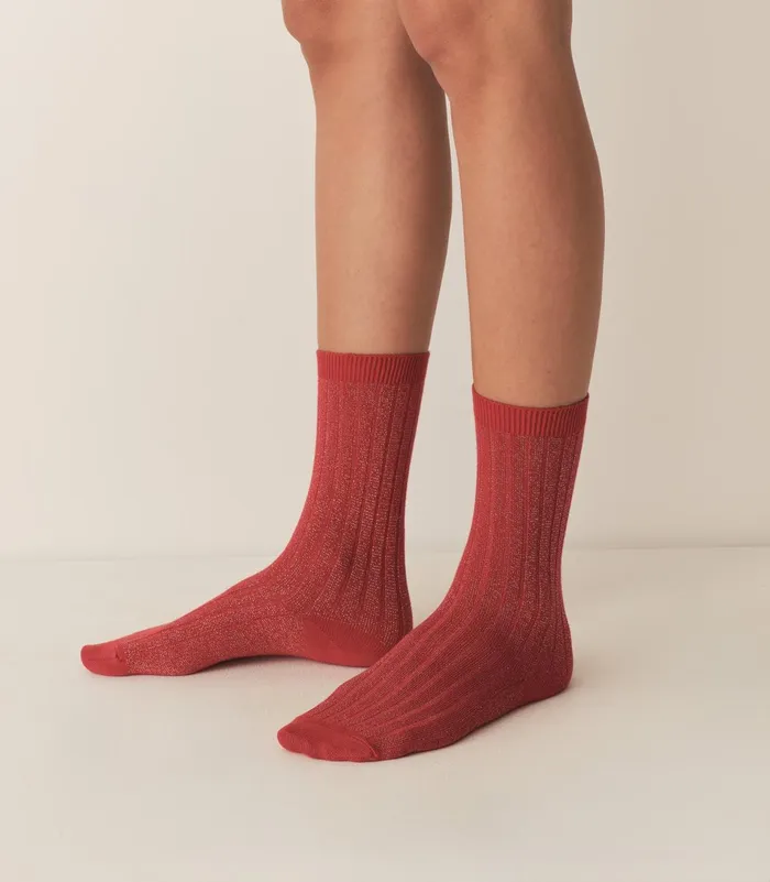 Socks and Tights Women DEN COLLGIEN Glitter Crew Sock Rouge Carmin Socks and Tights Women DEN COLLGIEN Glitter Crew Sock Rouge Carmin