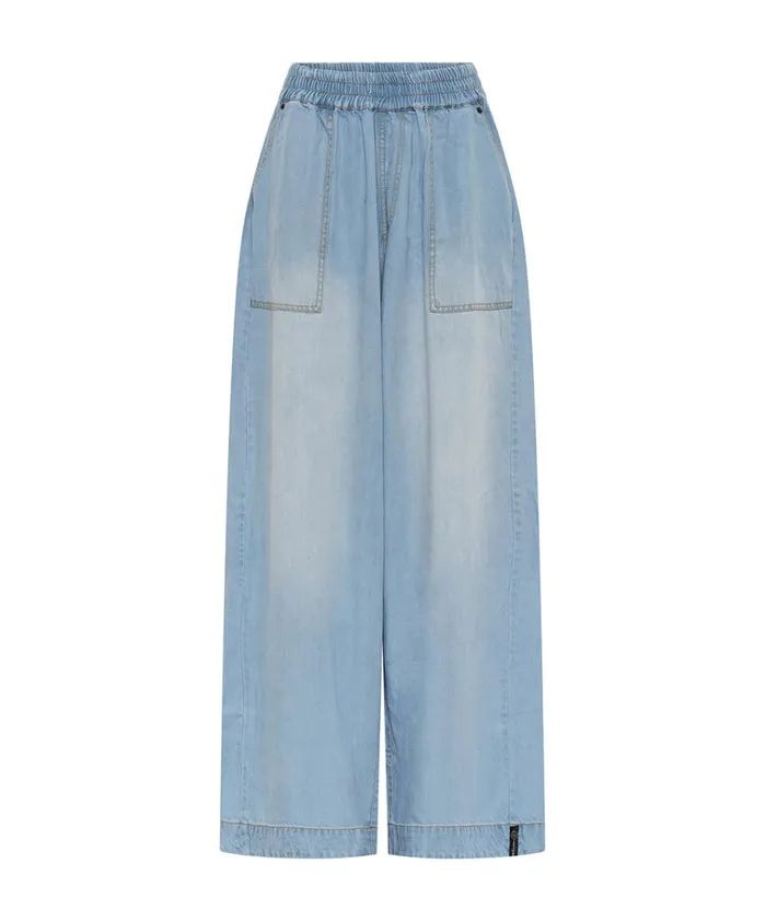 SOFT BLUE TENCEL PARACHUTE PANTS Women One Teaspoon Bottoms SOFT BLUE TENCEL PARACHUTE PANTS Women One Teaspoon Bottoms