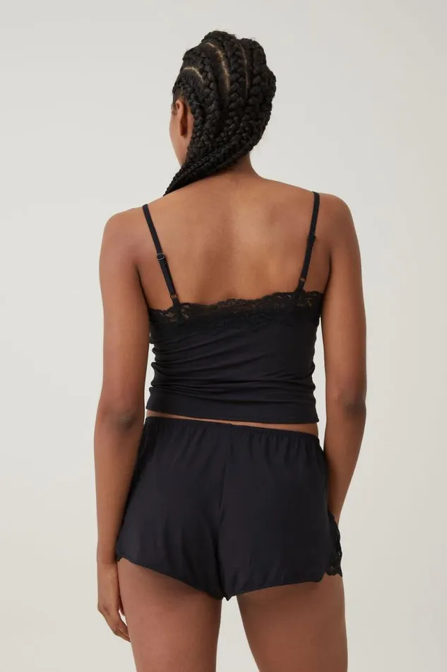 Soft Lounge Lace Trim Cami Black Women Cotton On Tops