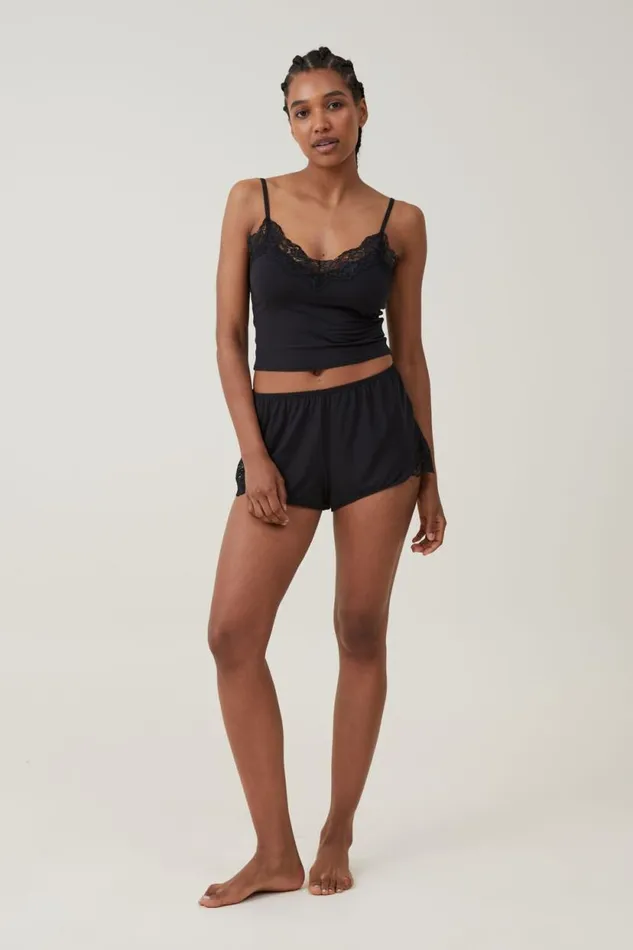 Soft Lounge Lace Trim Cami Black Women Cotton On Tops