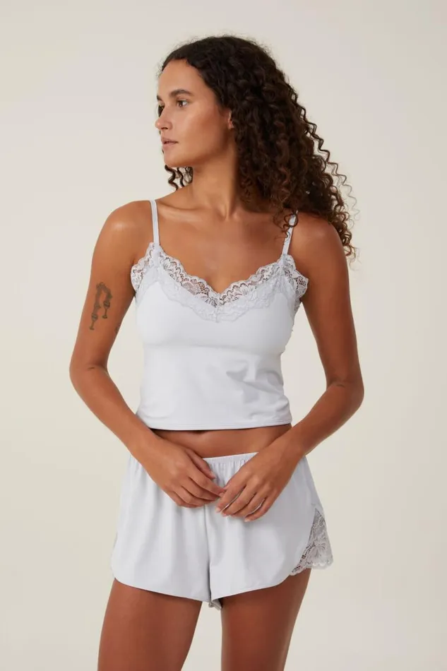 Soft Lounge Lace Trim Cami Grey Women Cotton On Tops