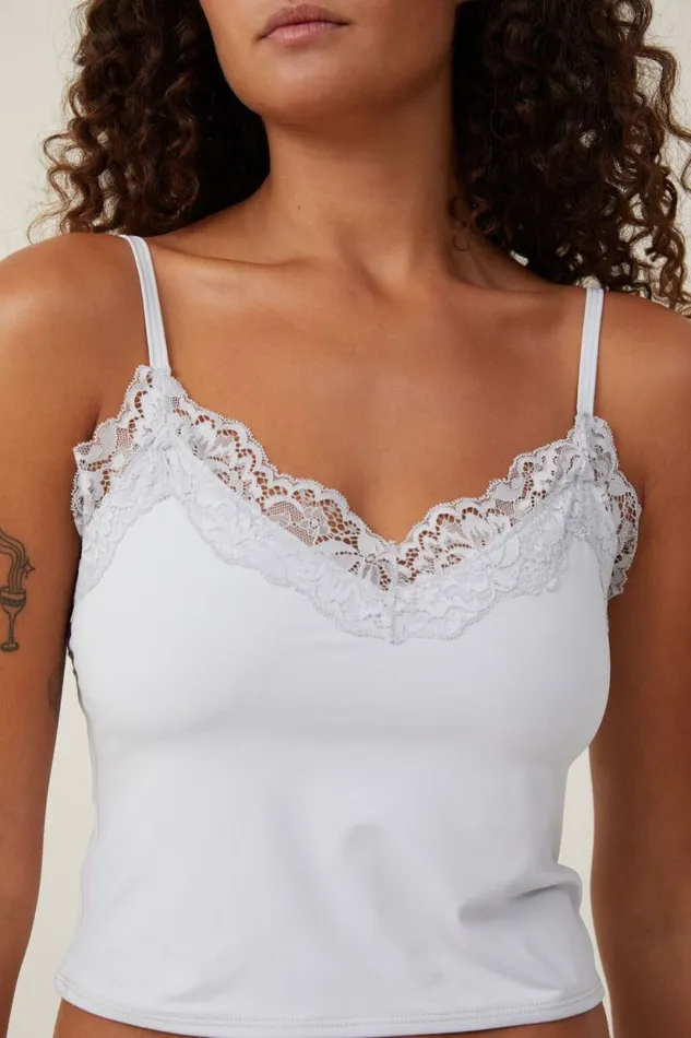 Soft Lounge Lace Trim Cami Grey Women Cotton On Tops