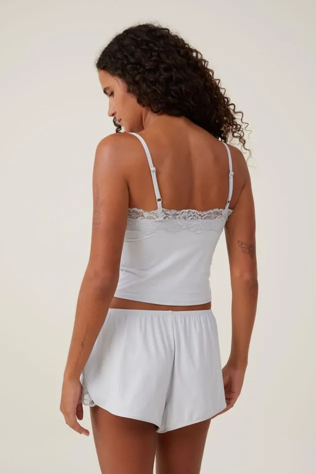 Soft Lounge Lace Trim Cami Grey Women Cotton On Tops