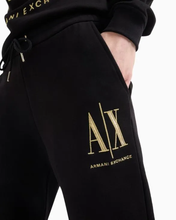 Soft Yarn Jogger Pants With Logo Black Women Armani Matching Sets Soft Yarn Jogger Pants With Logo Black Women Armani Matching Sets