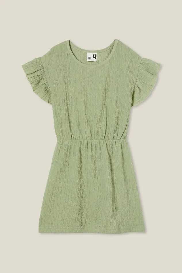 Sonia Short Sleeve Dress Deep Sage Girls Cotton On Dresses