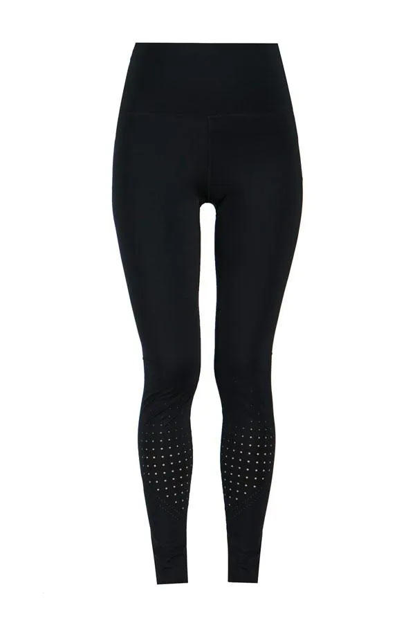 Sosandar Activewear Women Black Lasercut High Waisted Body Sculpting Activewear Leggings Black