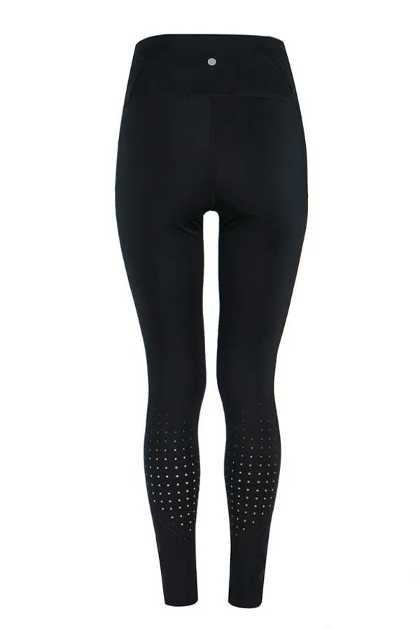 Sosandar Activewear Women Black Lasercut High Waisted Body Sculpting Activewear Leggings Black