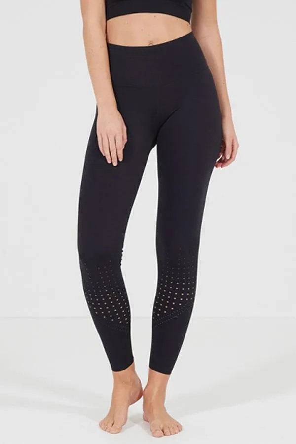 Sosandar Activewear Women Black Lasercut High Waisted Body Sculpting Activewear Leggings Black