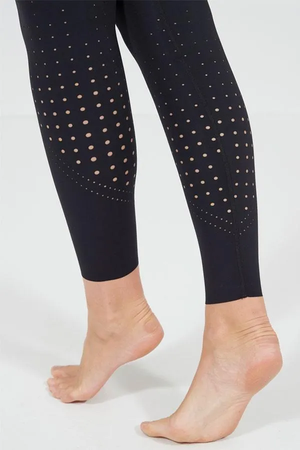 Sosandar Activewear Women Black Lasercut High Waisted Body Sculpting Activewear Leggings Black