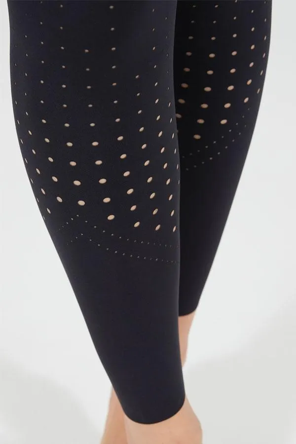 Sosandar Activewear Women Black Lasercut High Waisted Body Sculpting Activewear Leggings Black