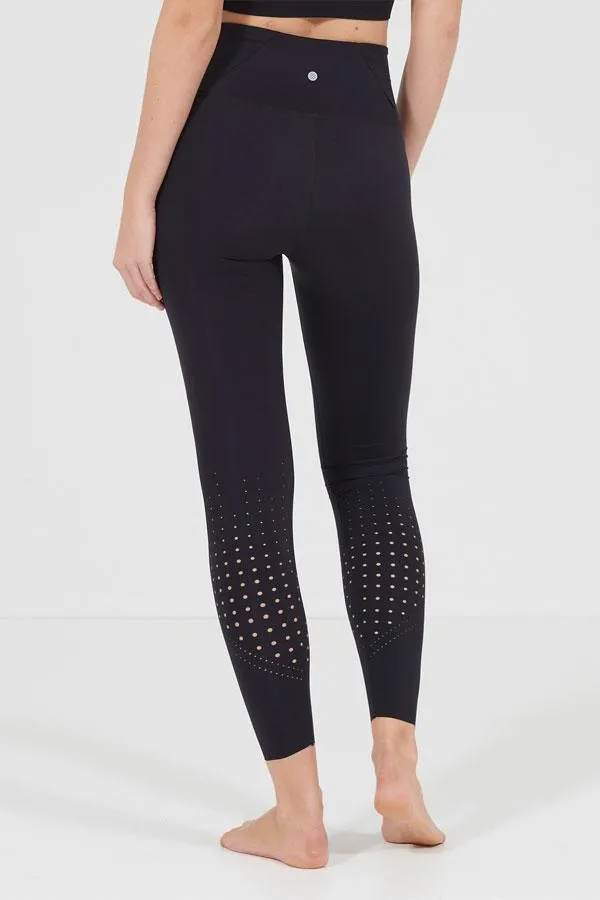 Sosandar Activewear Women Black Lasercut High Waisted Body Sculpting Activewear Leggings Black