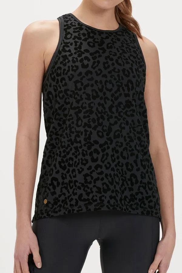 Sosandar Activewear Women Carolina Black Leopard Print Activewear Vest Top Black