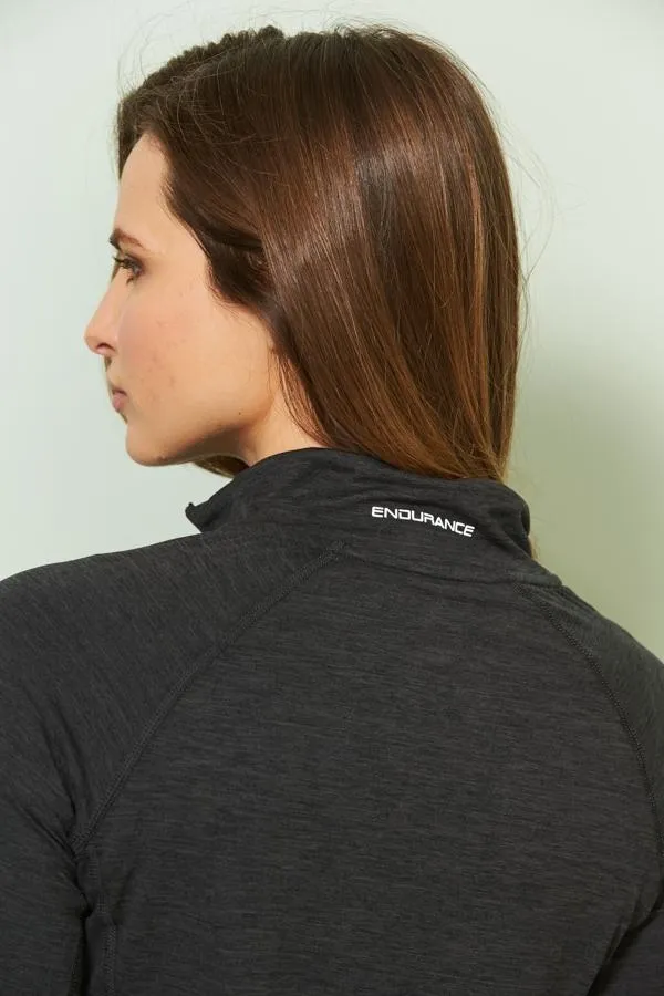 Sosandar Activewear Women Charcoal Marl Quarter Zip Mid Layer Top