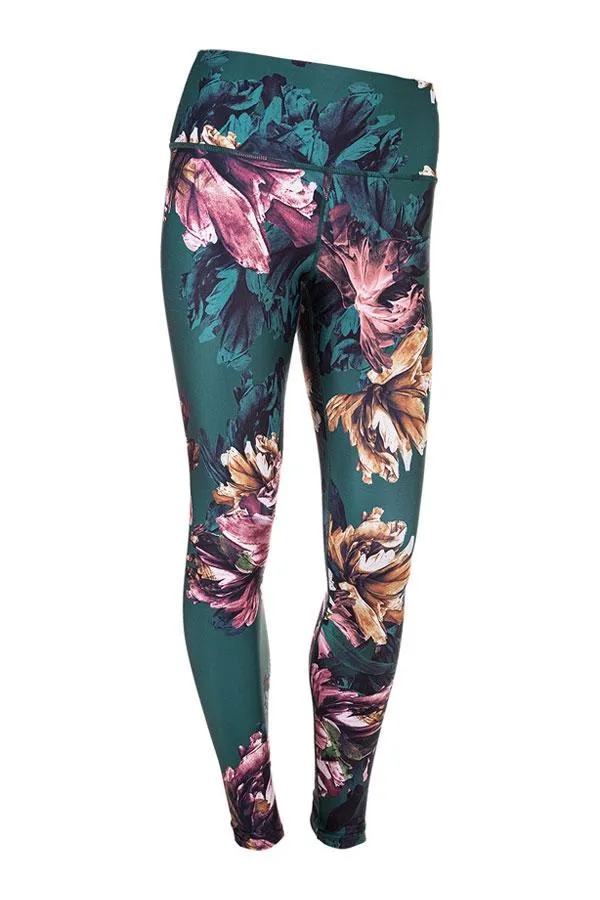 Sosandar Activewear Women France Green Floral High Waisted Activewear Leggings Green Sosandar Activewear Women France Green Floral High Waisted Activewear Leggings Green