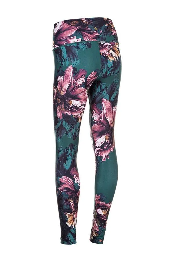 Sosandar Activewear Women France Green Floral High Waisted Activewear Leggings Green