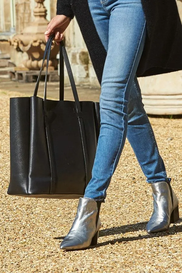 Sosandar Bags and Belts Women Black Premium Leather Tote Bag Black