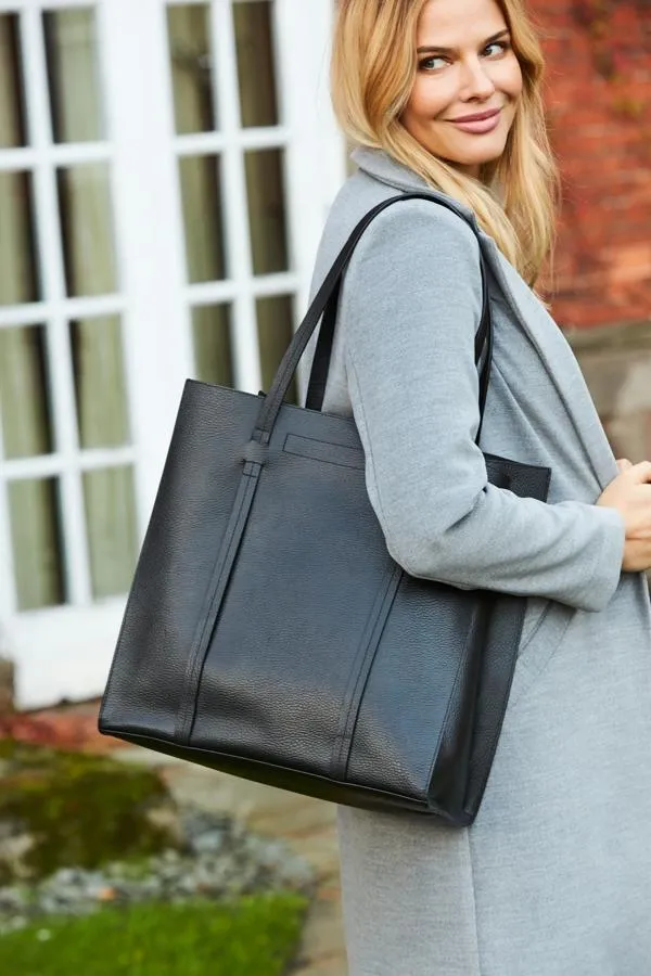 Sosandar Bags and Belts Women Black Premium Leather Tote Bag Black