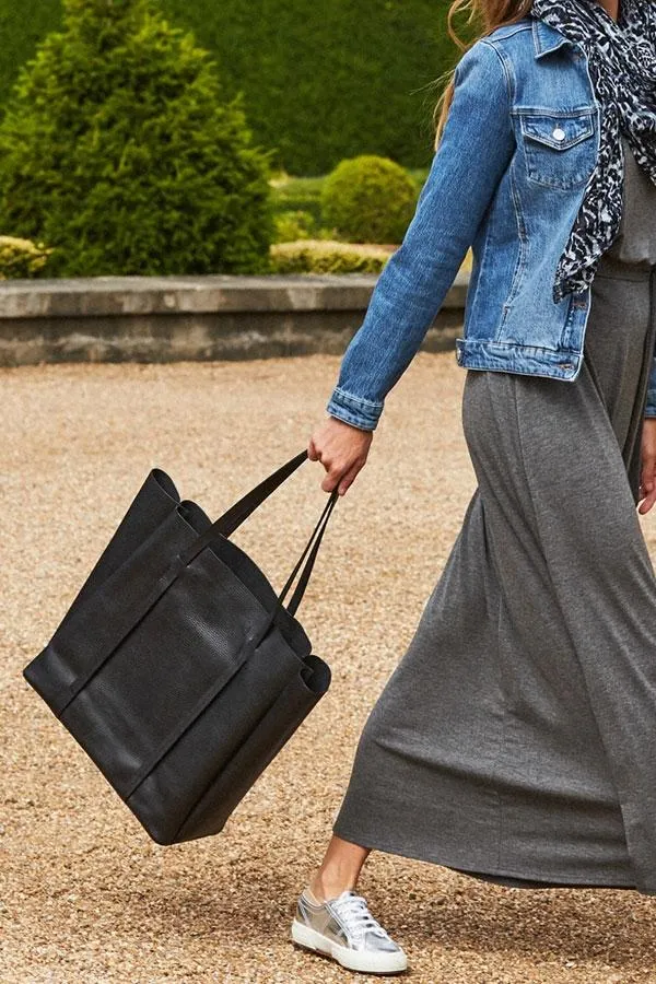 Sosandar Bags and Belts Women Black Premium Leather Tote Bag Black