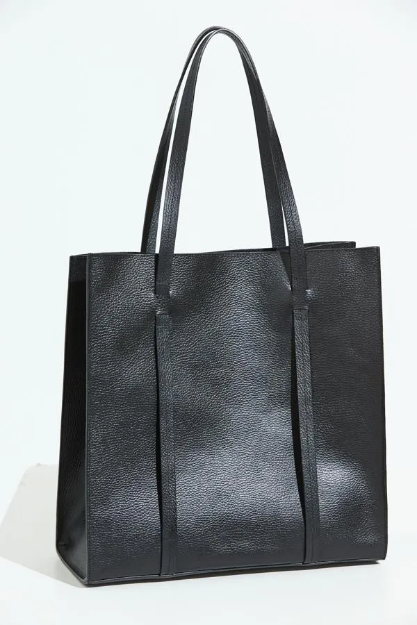 Sosandar Bags and Belts Women Black Premium Leather Tote Bag Black