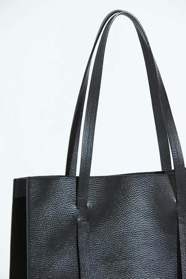 Sosandar Bags and Belts Women Black Premium Leather Tote Bag Black