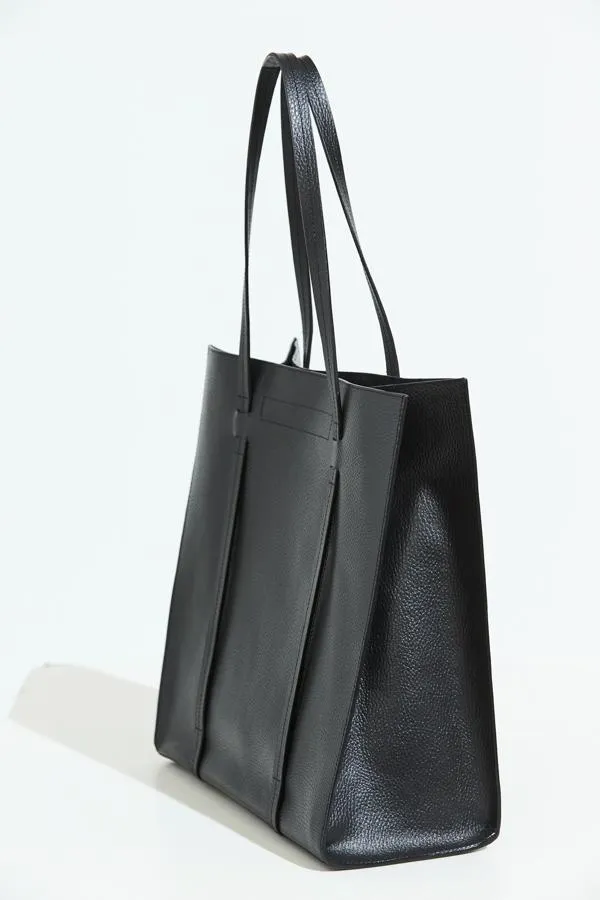 Sosandar Bags and Belts Women Black Premium Leather Tote Bag Black