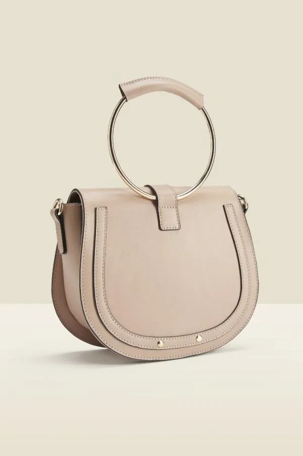 Sosandar Bags and Belts Women Blush Leather Gold Hoop Detail Shoulder Bag