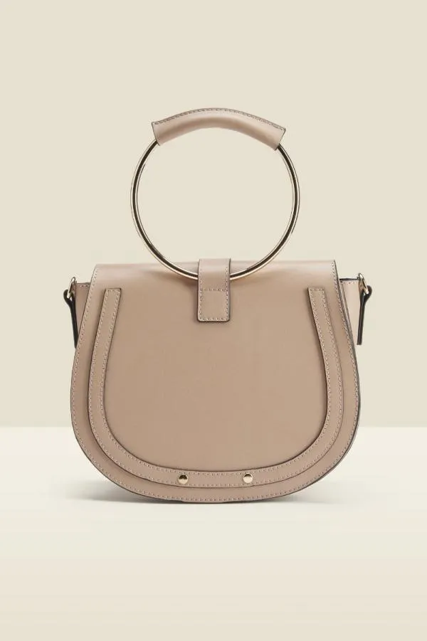 Sosandar Bags and Belts Women Blush Leather Gold Hoop Detail Shoulder Bag