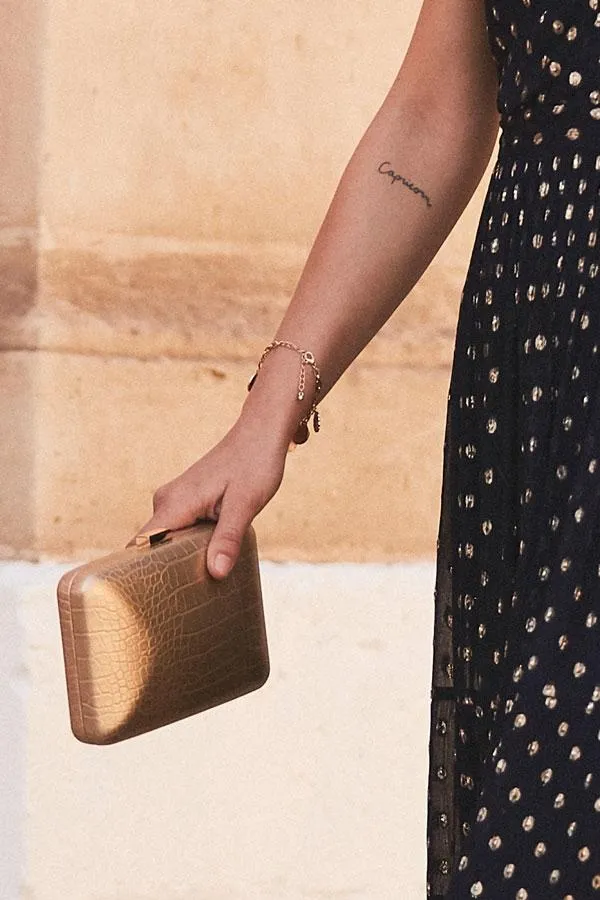 Sosandar Bags and Belts Women Champagne Gold Croc Effect Clutch Bag