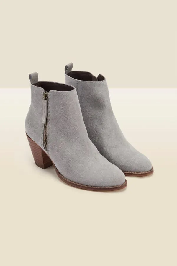 Sosandar Boots Women April Grey Suede Zip Ankle Boot Grey