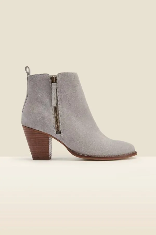 Sosandar Boots Women April Grey Suede Zip Ankle Boot Grey
