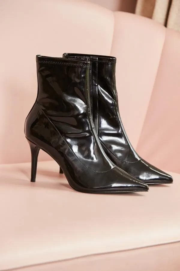 Sosandar Boots Women Ava Black Patent Sock Boot Black