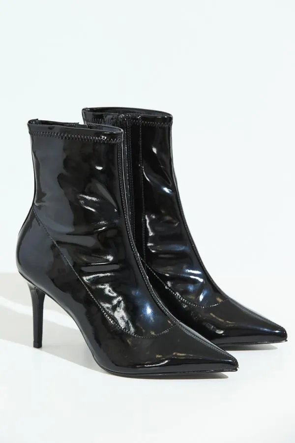 Sosandar Boots Women Ava Black Patent Sock Boot Black