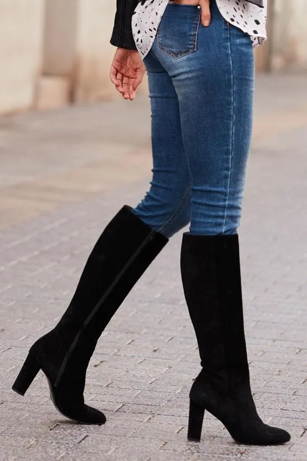 Sosandar Boots Women Blake Black Suede Knee High Boot Black
