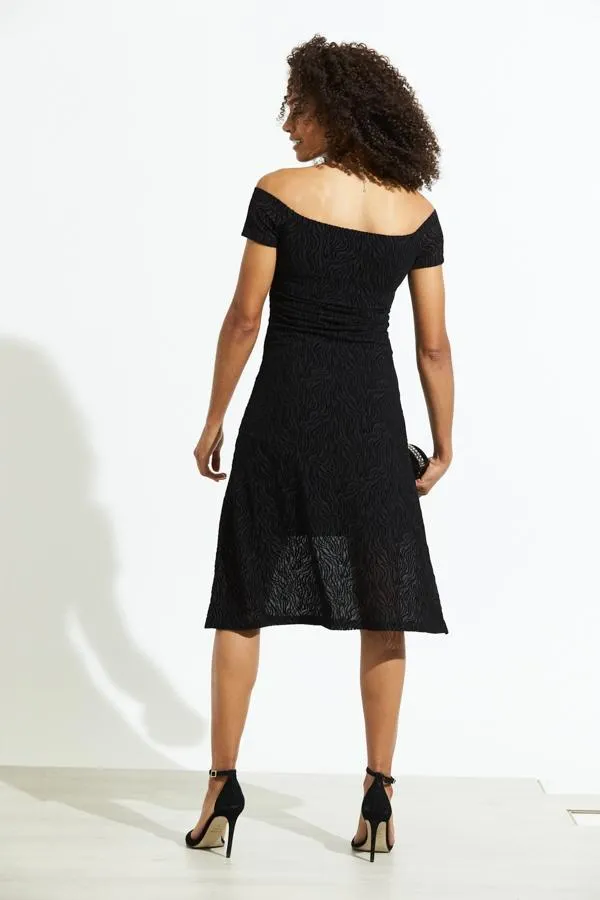 Sosandar Dresses Women Black Zebra Burnout Stretch Bardot Fit and Flare Dress Black