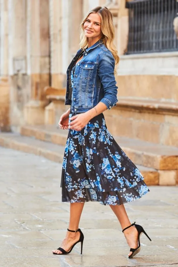 Sosandar Jackets and Coats Women Mid Blue Denim Jacket Mid Blue