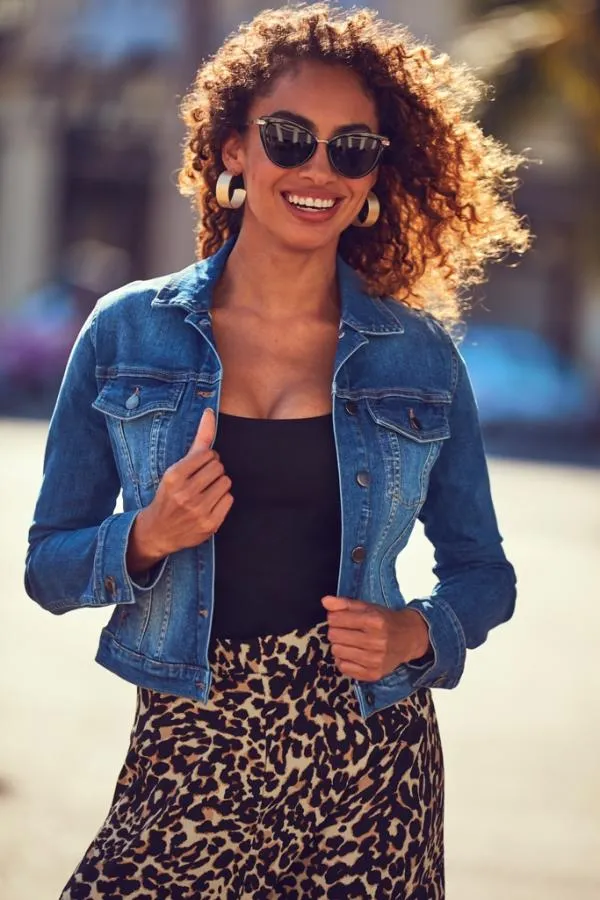 Sosandar Jackets and Coats Women Mid Blue Denim Jacket Mid Blue