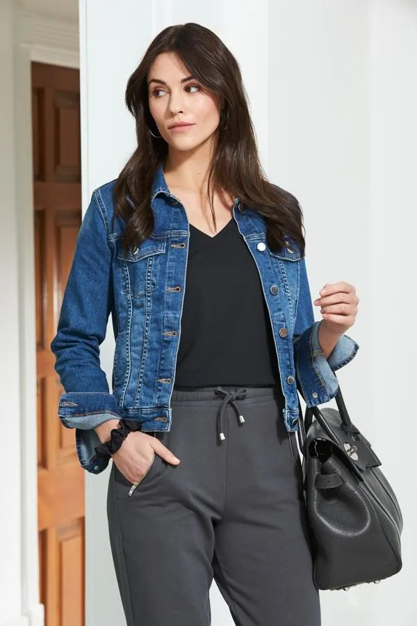 Sosandar Jackets and Coats Women Mid Blue Denim Jacket Mid Blue