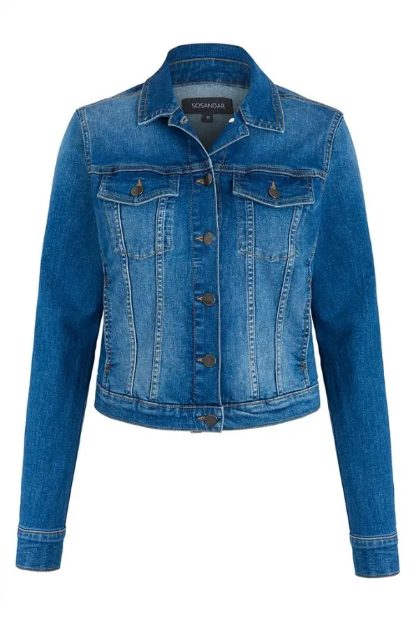 Sosandar Jackets and Coats Women Mid Blue Denim Jacket Mid Blue